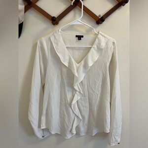 Ann Taylor White Ruffled Blouse